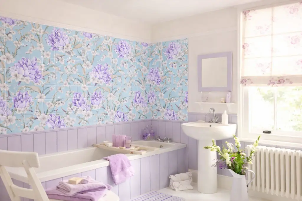 Lilac bathroom tiles